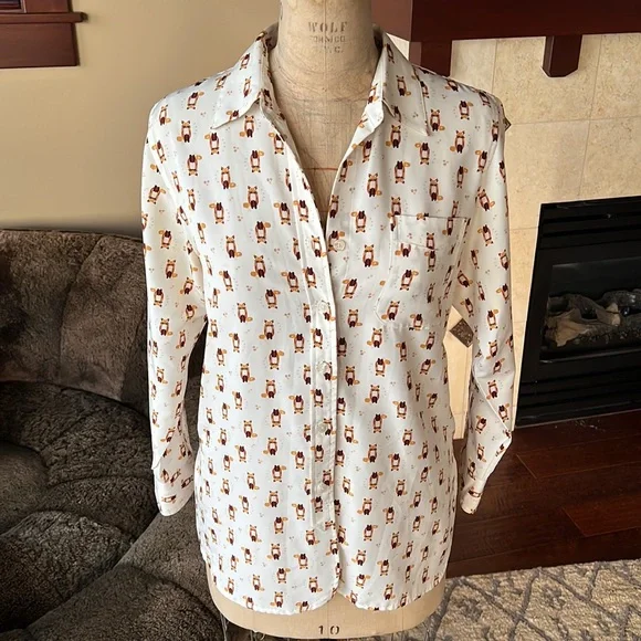 Ellen Tracy Fox motif shirt M - Picture 6 of 11